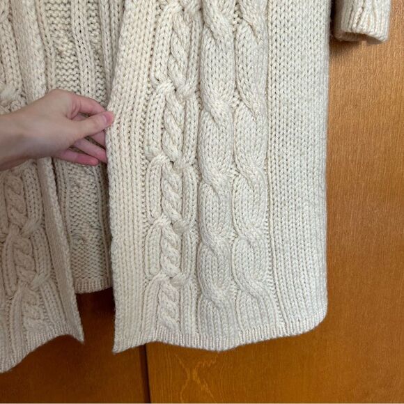Garnet Hill Longline Duster Wool Chunky Cable Knit Cardigan Sweater Size XXL - Picture 7 of 10